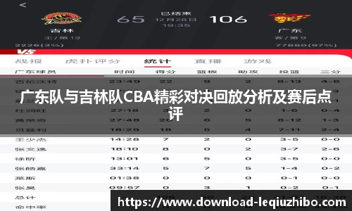 广东队与吉林队CBA精彩对决回放分析及赛后点评